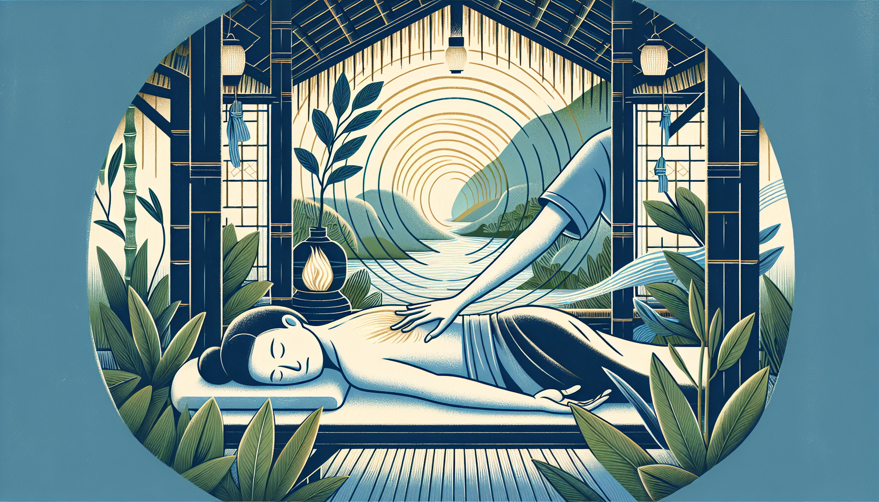 traditional lao massage illustration