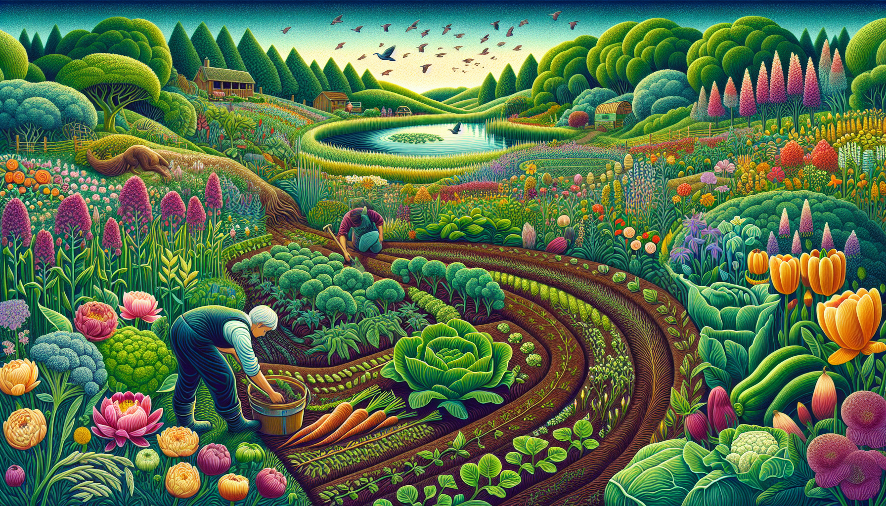 illustration of organic gardening practices