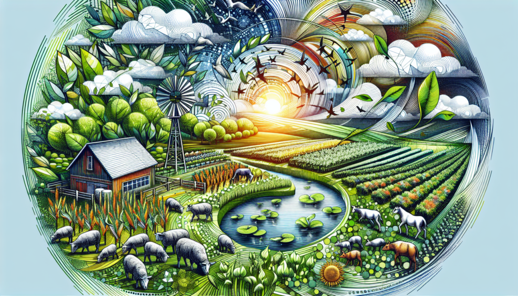 illustration of a diverse and thriving ecofarm