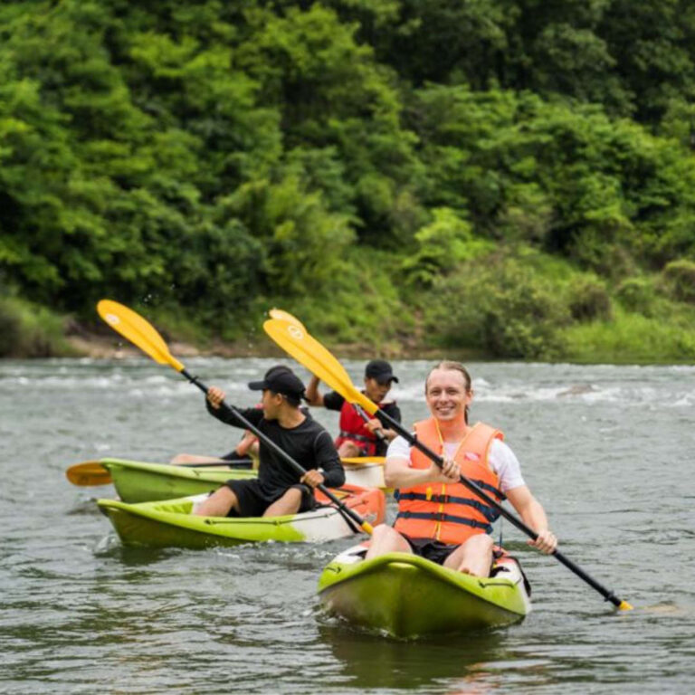 Kayak team in Nam Khan Luang Prabang, Laos