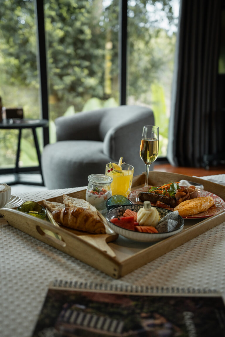 Luxury hotel breakfast in bed