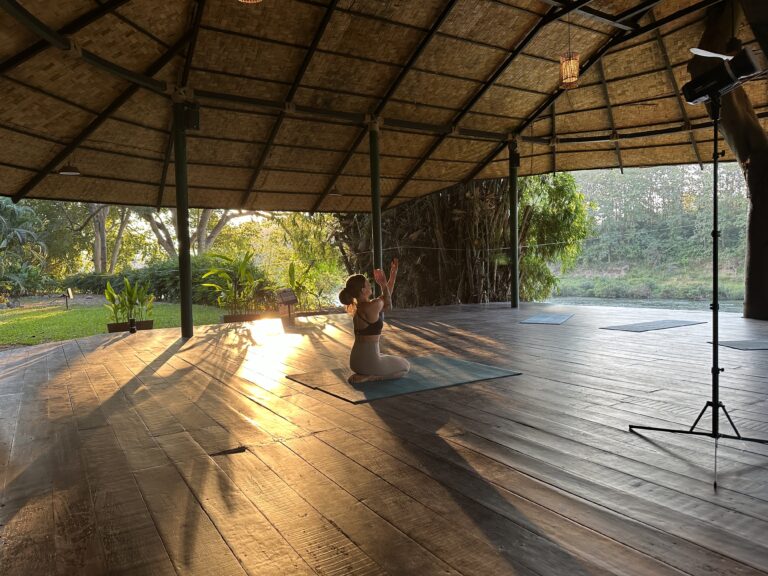 Yoga pavilion by the river in Luang Prabang