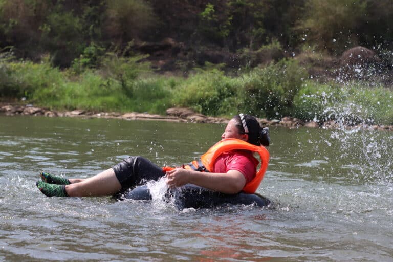 Woman doing Tubing in Nam khan