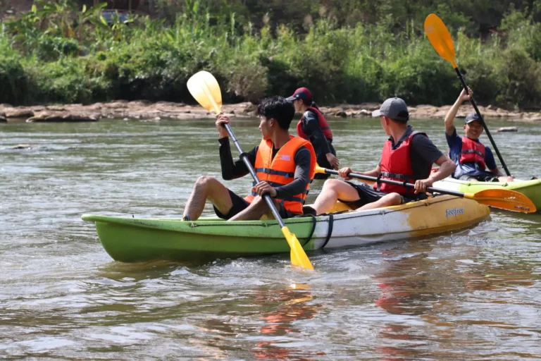 Kayak team in Nam Khan Luang Prabang, Laos