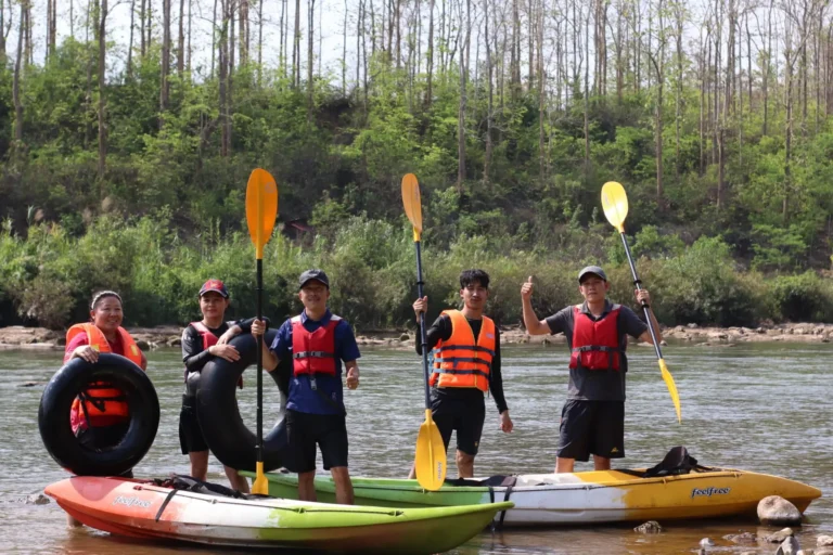 Kayak team in Nam Khan Luang Prabang, Laos