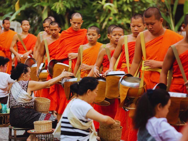 Alms giving tour from Namkhan Luang Prabang Laos